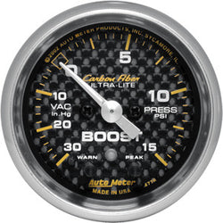 Autometer Carbon Fiber Boost Gauge (30psi)